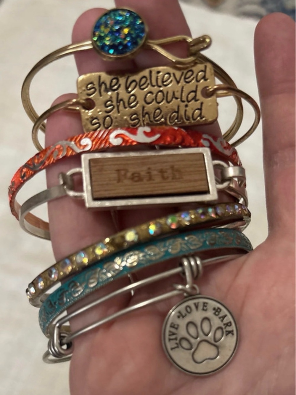 Set of 7 vintage and modern eclectic bangle bracelet set